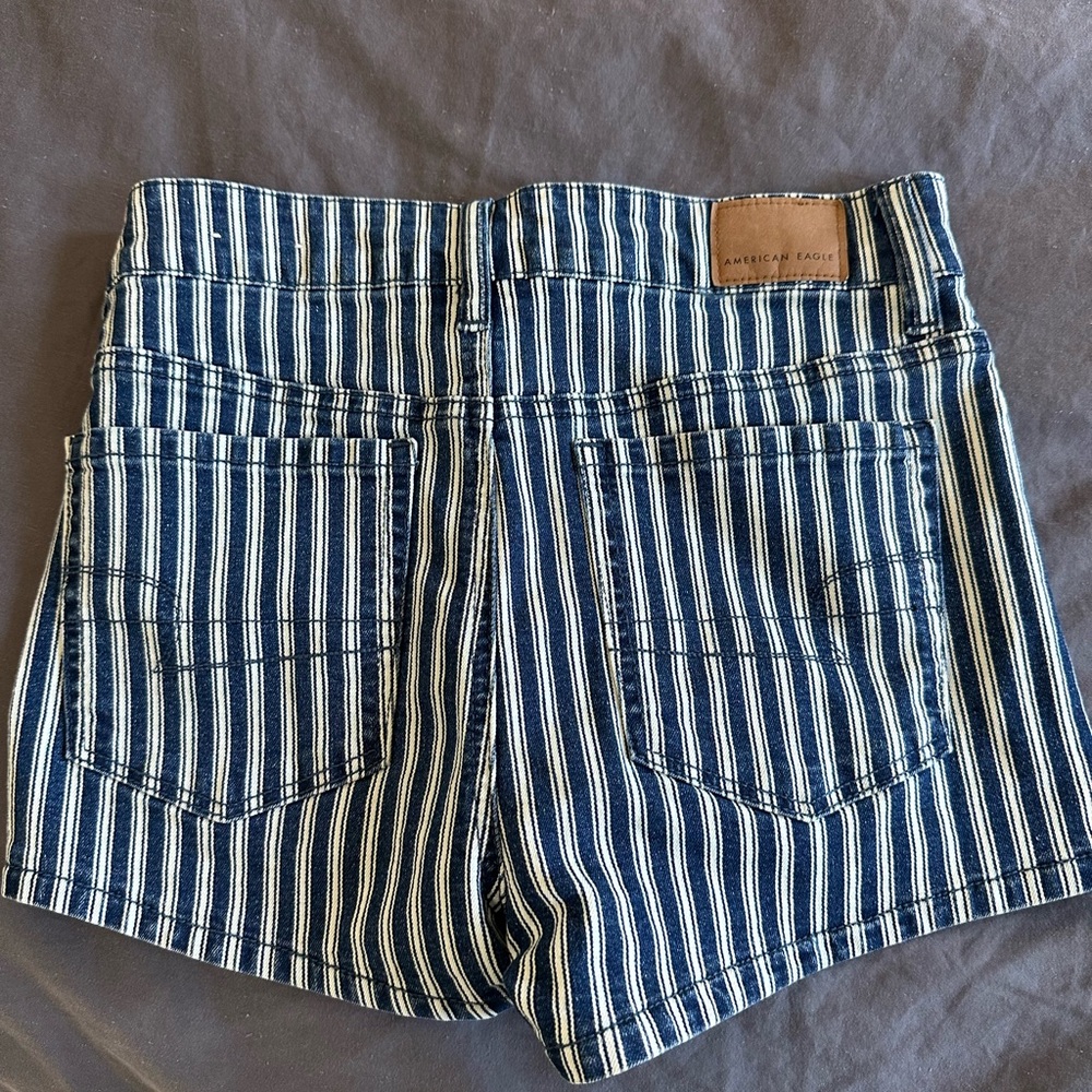American Eagle Outfitters Navy Striped Jean Shorts